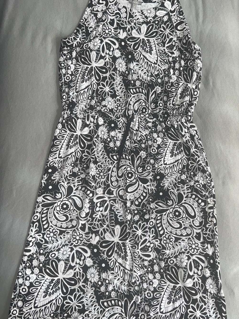 Talbots Black & White Paisley Floral Midi Dress